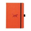 Oranje notitieboek met tijgermotief en zwarte band