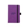 Paars notitieboek met hippo-afbeelding en zwarte band