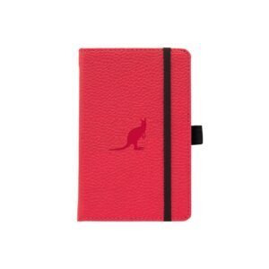 Rood notitieboek met kangoeroe-afbeelding en zwarte band