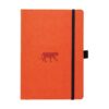 Oranje notitieboek met tijgermotief en zwarte band