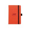 Oranje notitieboek met tijgermotief en zwarte band