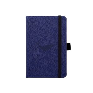 Blauw notitieboekje met walvismotief en zwarte elastiek