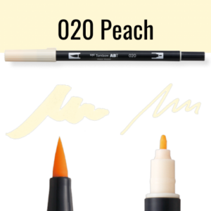 Tombow ABT dual brush pen in kleur Peach met voorbeelden van schrijfstijl