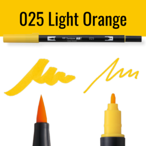 Tombow ABT pen in lichtoranje kleur met voorbeelden van schrijfstijl