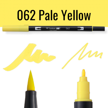 Tombow ABT Dual Brush pen in pale yellow met voorbeelden van lijnen