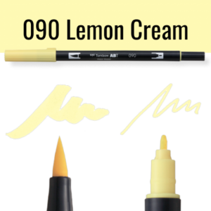 Tombow ABT pen in kleur Lemon Cream met voorbeelden van schrijfstijl