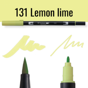 Tombow ABT pen in kleur 131 Lemon lime met voorbeelden van schrijfstijl