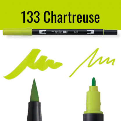 Tombow ABT pen in kleur 133 Chartreuse, open en gesloten