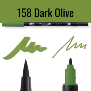 Tombow ABT pen in kleur 158 Dark Olive met voorbeelden van schrijfstijl