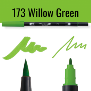 Tombow ABT pen in kleur Willow Green met schrijfvoorbeelden