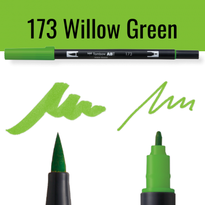 Tombow ABT pen in kleur Willow Green met schrijfvoorbeelden