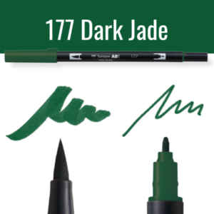 Tombow ABT dual brush pen in donkergroene kleur met schrijfvoorbeelden
