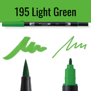 Tombow ABT dual brush pen in lichtgroen op zwarte achtergrond