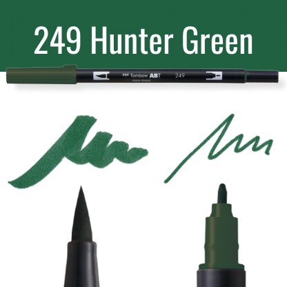 Tombow ABT pen in kleur 249 Hunter Green met schrijfvoorbeelden