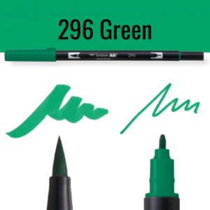 Groene Tombow ABT pen met brush en fine tip op zwarte achtergrond