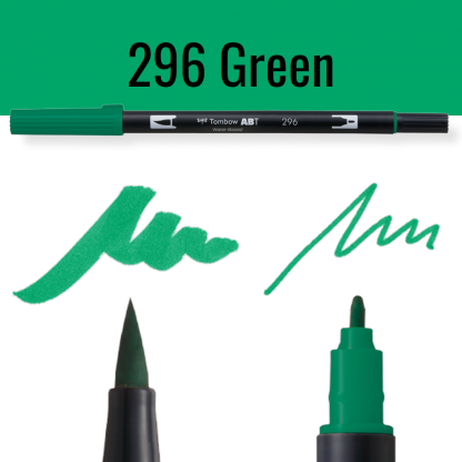 Groene Tombow ABT pen met brush en fine tip op zwarte achtergrond