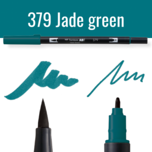 Tombow ABT pen in jade groen met kleurvoorbeelden en dop