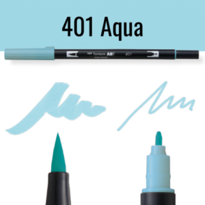 Tombow ABT Dual Brush pen in kleur 401 Aqua op witte achtergrond