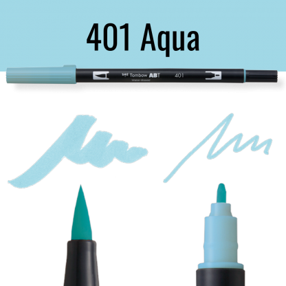 Tombow ABT Dual Brush pen in kleur 401 Aqua op witte achtergrond