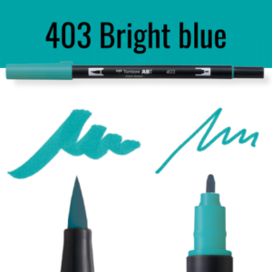 Tombow ABT dual brush pen in kleur 403 Bright blue met voorbeelden van schrijfstijl