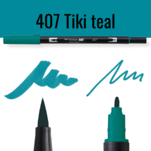 Tombow ABT pen in kleur Tiki teal met schrijfvoorbeelden