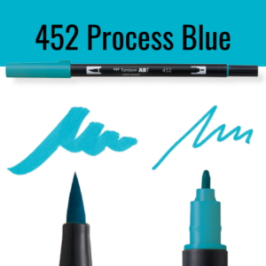 Tombow ABT pen in kleur Process Blue met schrijfvoorbeelden