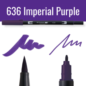 Tombow ABT pen in kleur Imperial Purple met voorbeelden van schrijfstijl