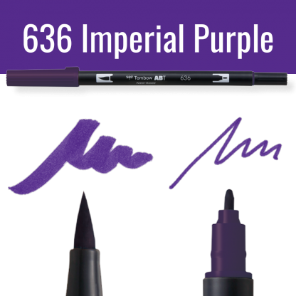 Tombow ABT pen in kleur Imperial Purple met voorbeelden van schrijfstijl