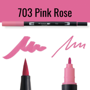 Tombow ABT pen in kleur 703 Pink Rose met voorbeelden van schrijfstijl