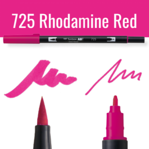 Tombow ABT Dual Brush pen in Rhodamine Red met schetsen op zwarte achtergrond