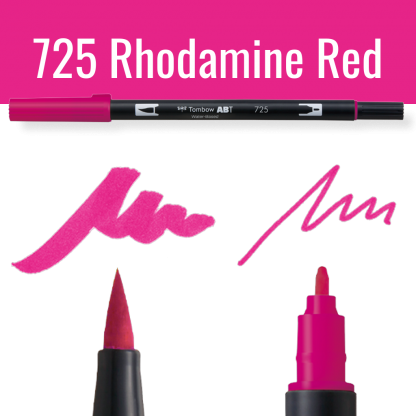 Tombow ABT Dual Brush pen in Rhodamine Red met schetsen op zwarte achtergrond