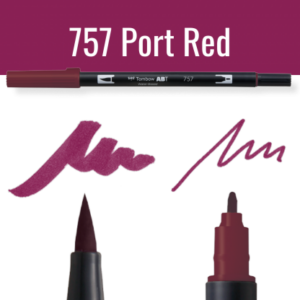 Tombow ABT dual brush pen in Port Red met kleurvoorbeelden