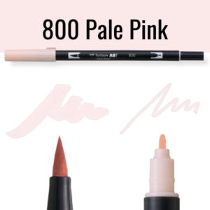 Tombow ABT pen in Pale Pink met voorbeelden van schrijfstijl