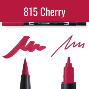 Tombow ABT pen in kleur 815 Cherry met schetsen op zwarte achtergrond