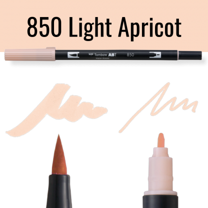 Tombow ABT pen in kleur Light Apricot met voorbeelden van schrijfstijl