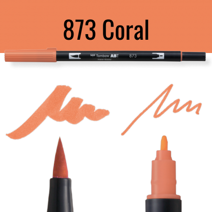 Tombow ABT pen in kleur Coral met brush en fine tip