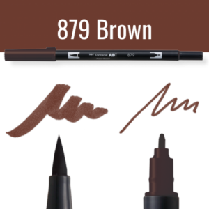 Tombow ABT pen in bruine kleur met voorbeelden van schrijfstijl