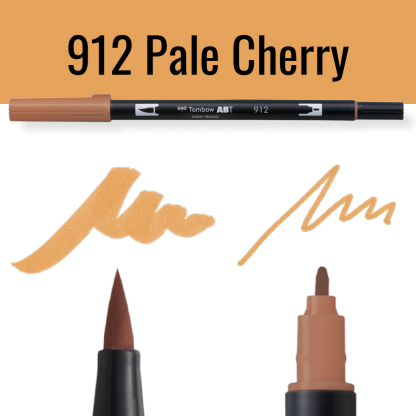 Tombow ABT pen in kleur Pale Cherry met voorbeelden van schrijfstijl
