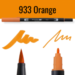 Tombow ABT pen in oranje kleur met voorbeelden van schrijfstijl