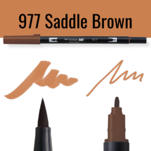 Tombow ABT pen in kleur 977 Saddle Brown met schrijfvoorbeelden