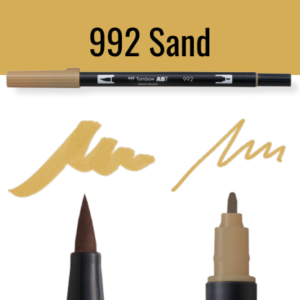 Tombow ABT pen in kleur Sand met voorbeelden van schrijfstijl