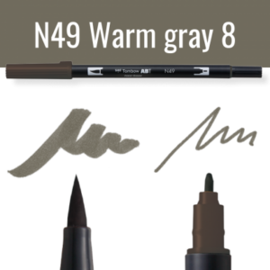 Tombow ABT dual brush pen N49 Warm gray 8 met kleurvoorbeelden