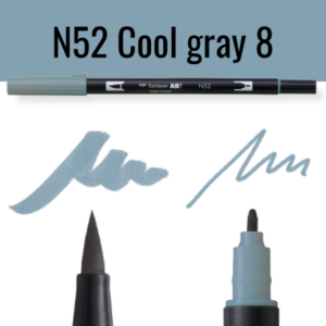 Tombow ABT pen N52 Cool gray 8 met schetsen en puntjes