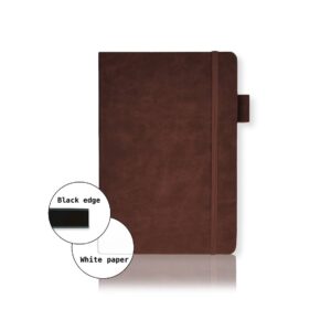 Bruine notitieboek met elastiek en witte pagina's