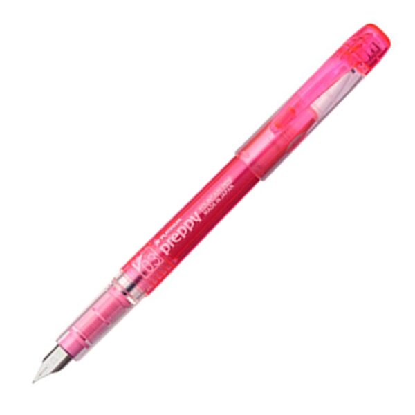 Roze vulpen met transparant lichaam en metalen penpunt