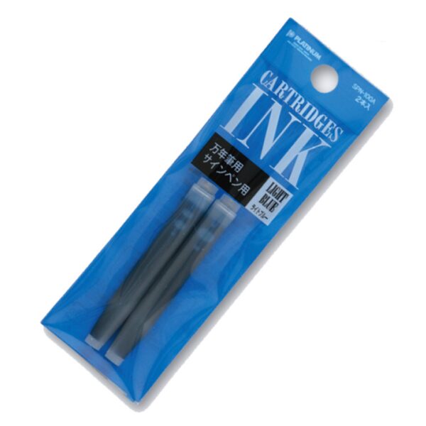 Blauwe verpakking met twee inktcartridges voor vulpennen