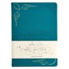 Blauw notitieboek met goudkleurige en zwarte ornamenten en band