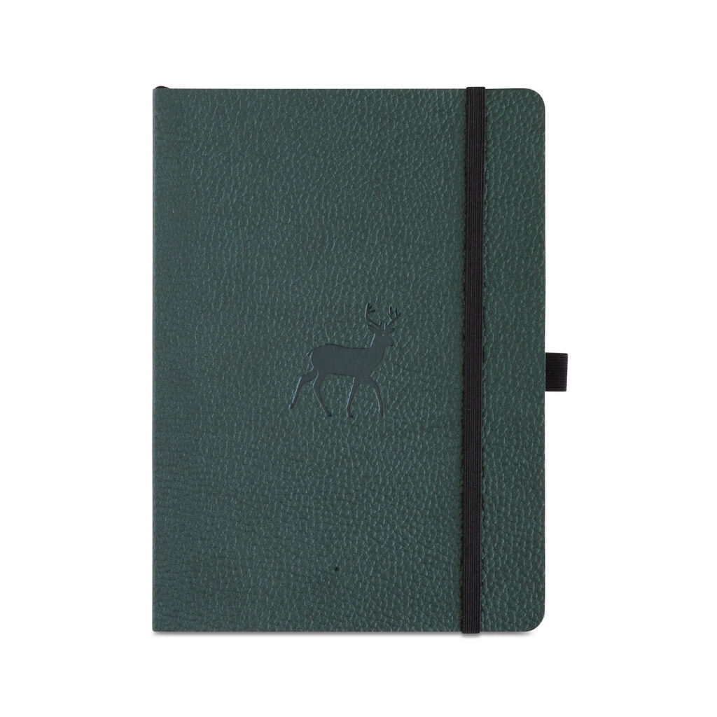 Groen notitieboek met hertenmotief en elastiek
