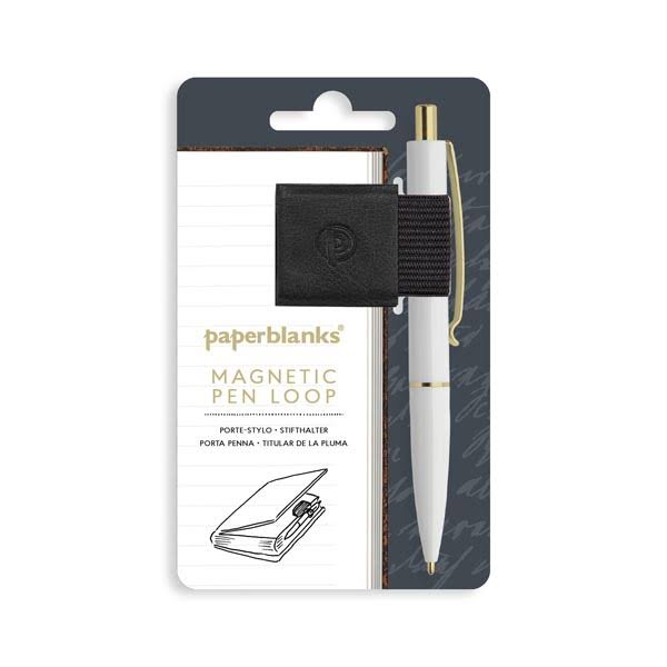 Zwarte magnetische penhouders op verpakking met witte pen