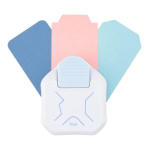 Witte hoekpons met drie gekleurde papieren en 7 mm aanduiding